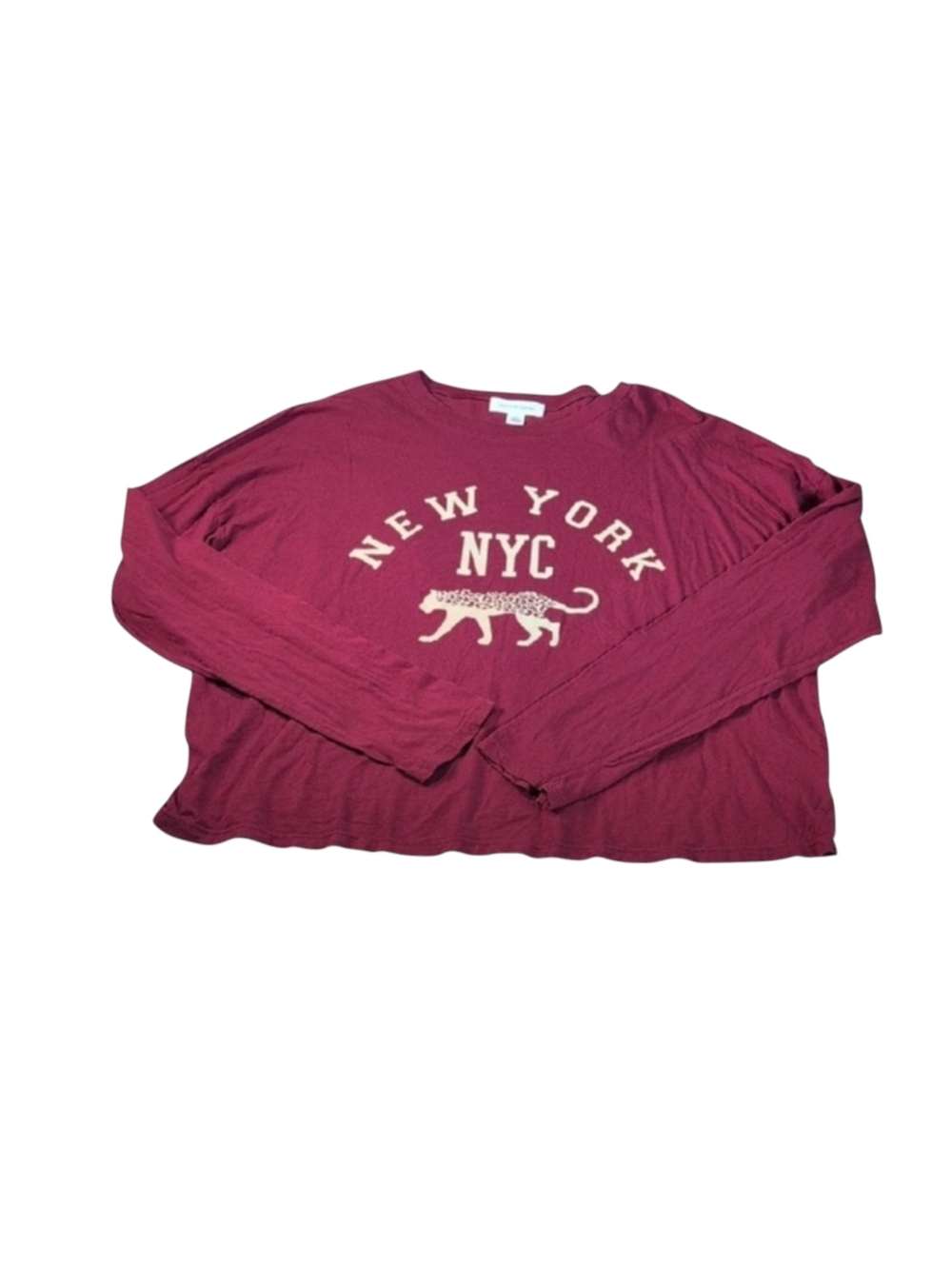 Treasure & Bond Maroon New York Tiger Long Sleeve T-Shirt Size L